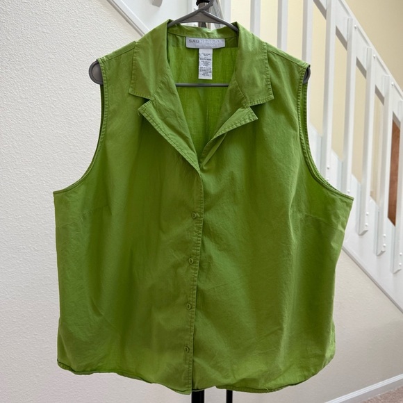 Vintage SAG HARBOR Summer Beautiful Green Sleeveless Top Women’s Plus Size 2X - Picture 9 of 11